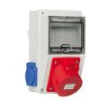 1 adet 4 × 16 A IP44 Eğik Makine Prizi Önde + 2 adet 1 × 16 A IP44 Pano Prizi Yanda