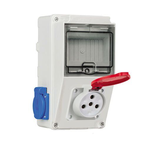 1Ad. 3x25A IP44 Kauçuk Makine Prizi Önde +  2Ad. 1x16A IP44 Pano Prizi Yanda