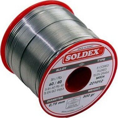 Soldex 60-40 Lehim Teli 500 Gr - Sn:60 / Pb:40 0,75mm  500gr