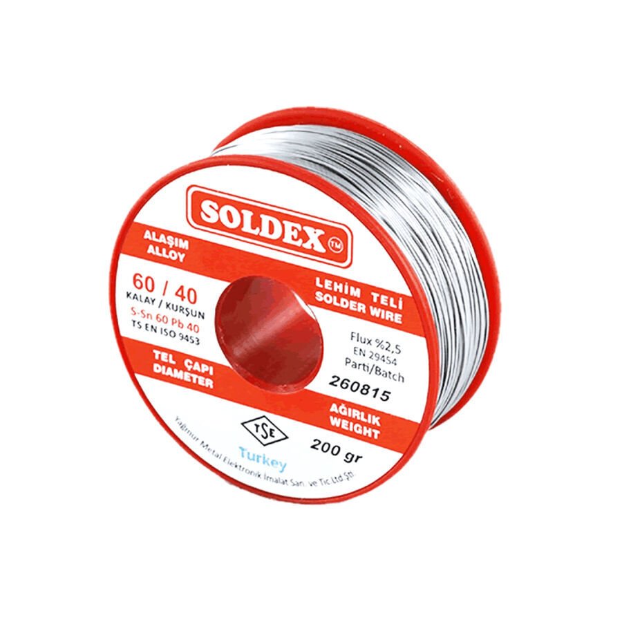 Soldex 60-40 Lehim Teli 200 Gr - Sn:60 / Pb:40 1,0mm 200gr